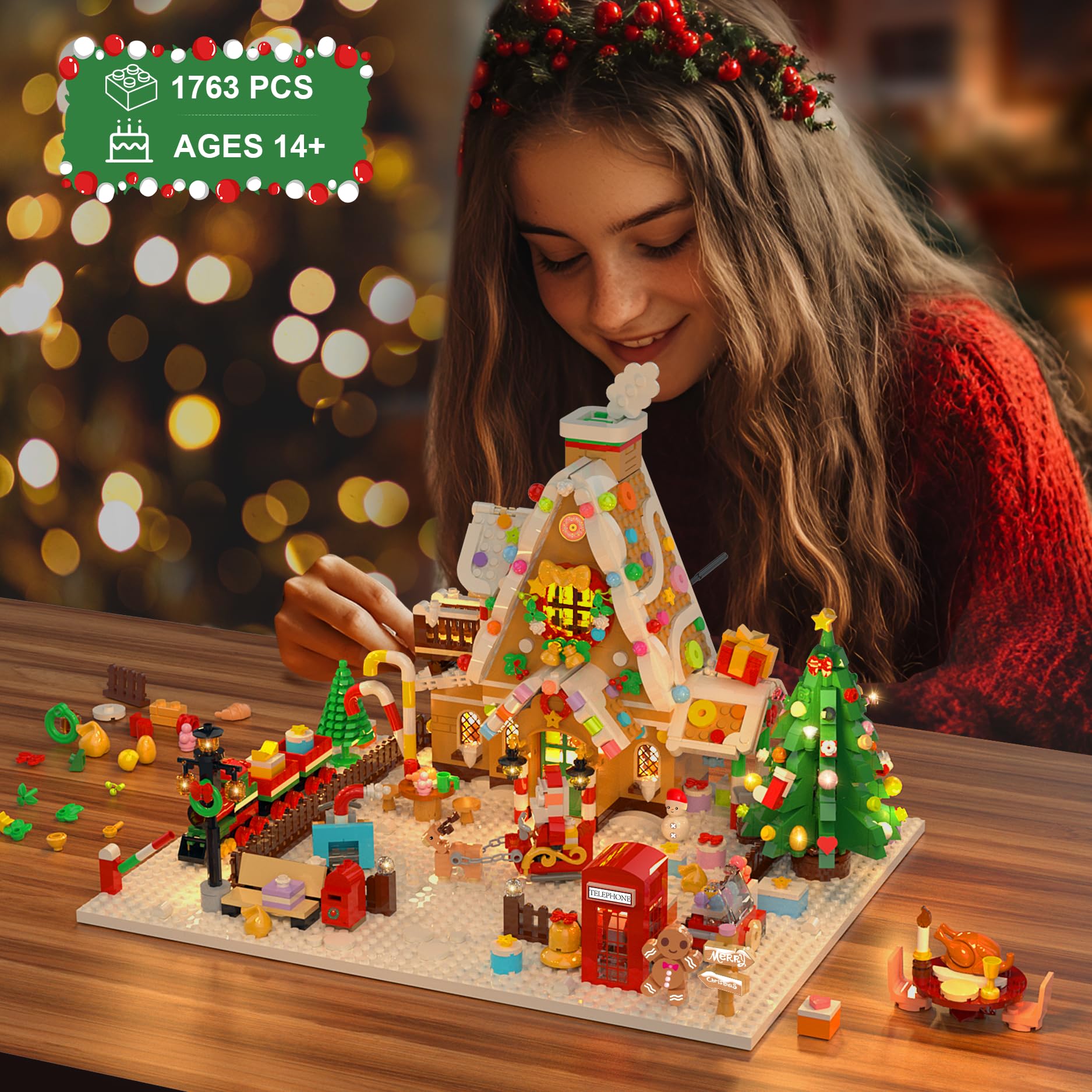PLAXSOON Christmas tree with LED glow adds warm ambiance.