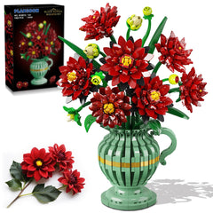 PLAXSOON Dahlia building set with vase in a chic home display