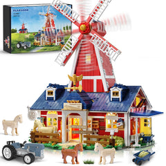 PLAXSOON Farm House windmill exterior with warm LED glow for display