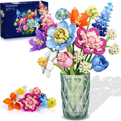 PLAXSOON Flower Bouquet Building Set offers a vivid arrangement for lasting home decor.