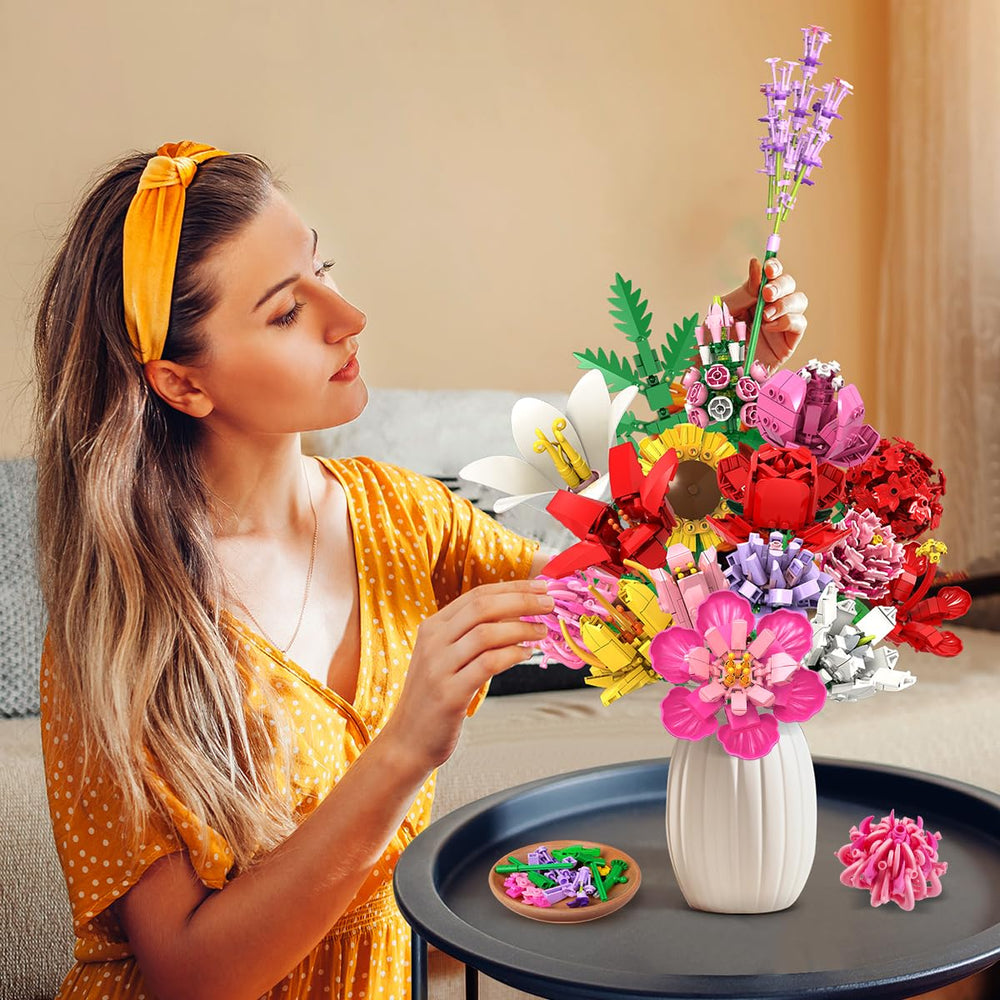 PLAXSOON bouquet-building-set with hibiscus and tulips for creative display