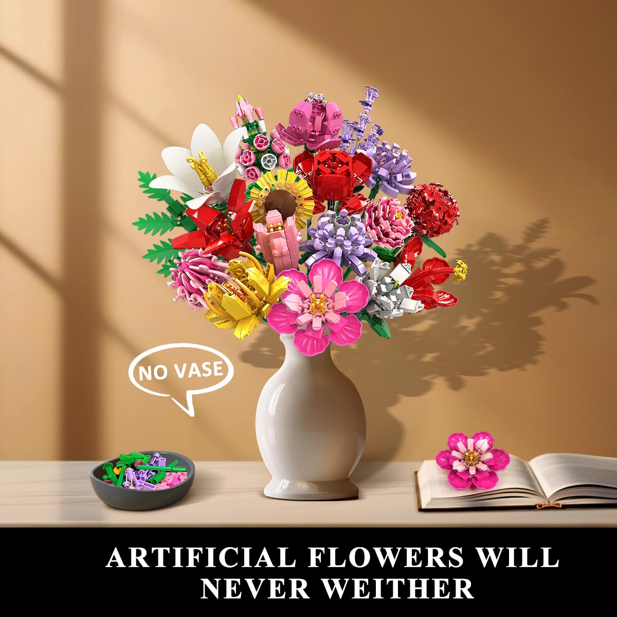 PLAXSOON bouquet-building-set with jasmine and chrysanthemums for colorful accents