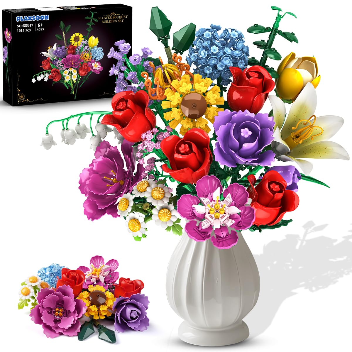 PLAXSOON red rose bloom for timeless decor and creative building