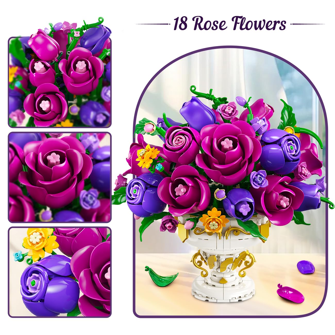 PLAXSOON rose buds to full bloom emphasizes growth stages in a decorative kit