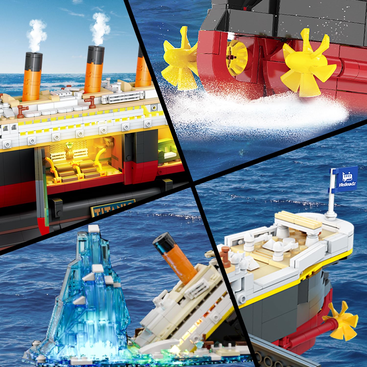 PLAXSOON Titanic model with iceberg scene ideal for dramatic display.