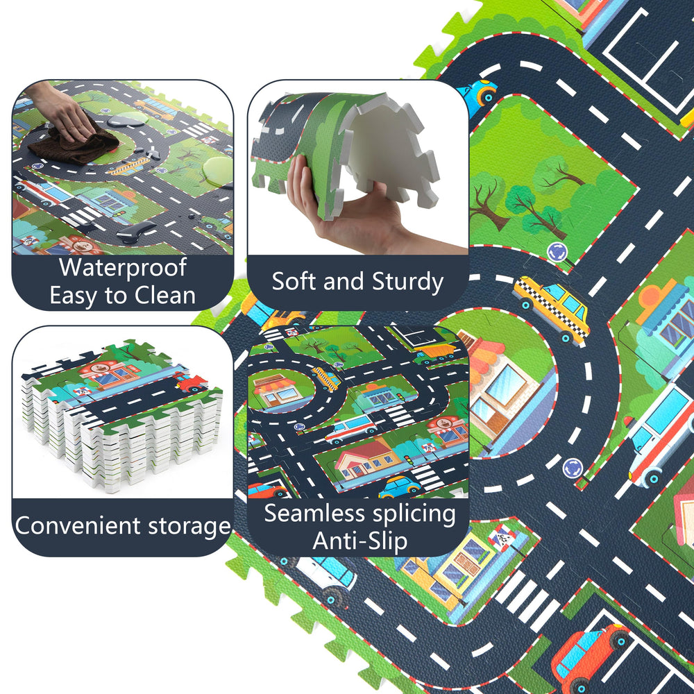 PLAY 10 city-pattern mat with roads encourages exploration and early learning.