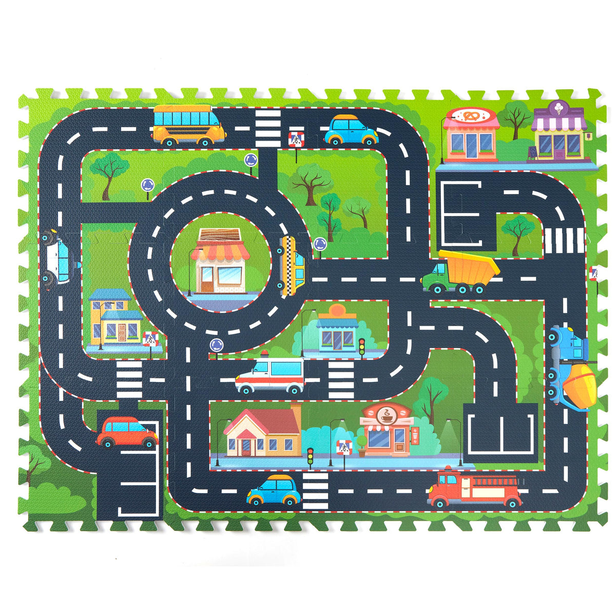PLAY 10 city road interlocking tiles provide a safe crawling space.