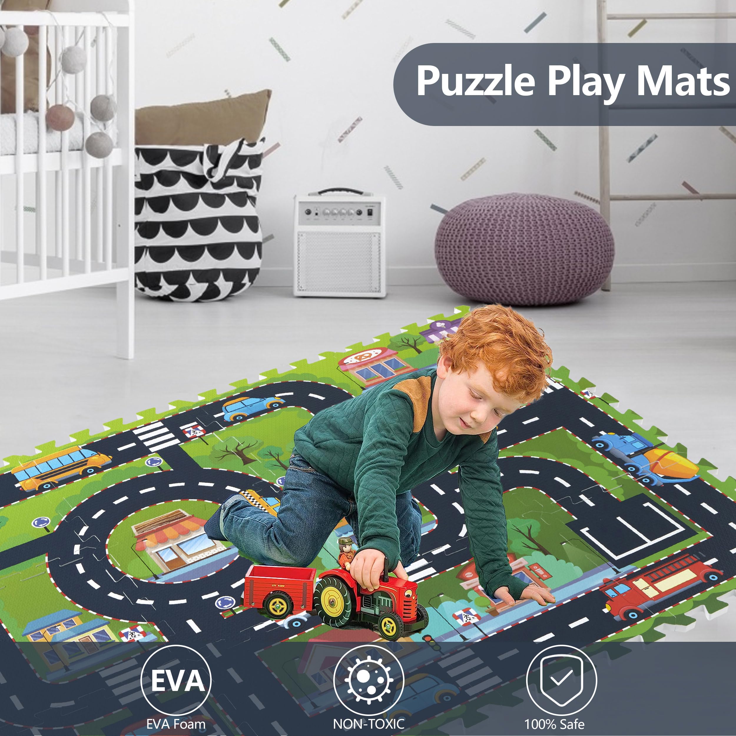 PLAY 10 foam tiles closeup edge demonstrates durable, interlocking design.