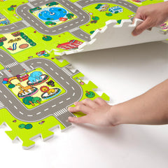 PLAY 10 Zoo Zone tiles invite exploration with bright animals.
