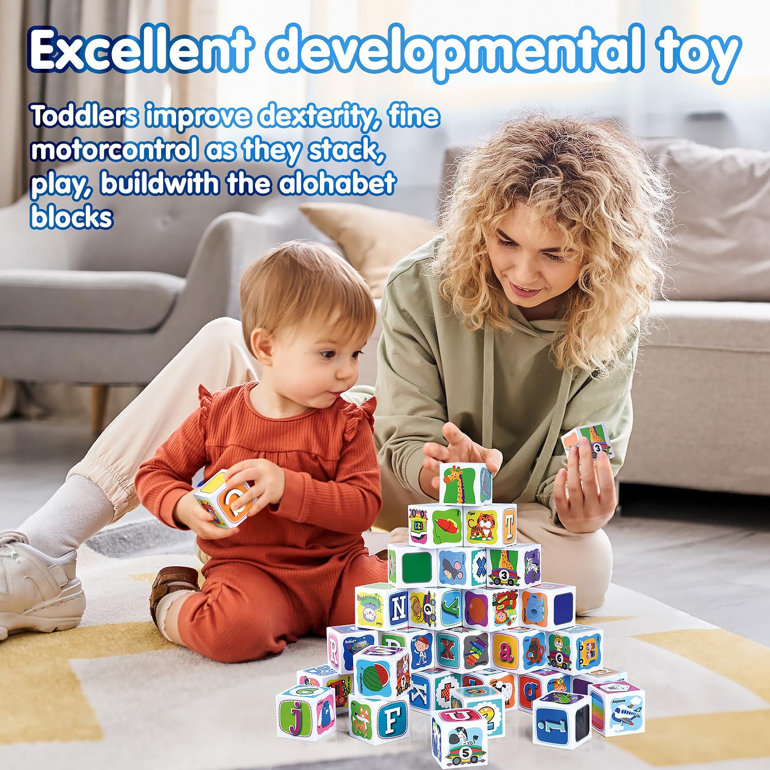 PLAY ABC blocks rounded edges ensure safe toddler play
