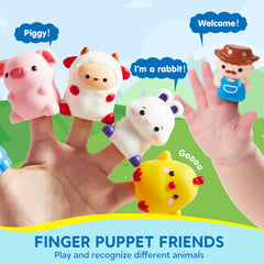 Play-Act Farm animals in barns invite storytelling and fine motor engagement.