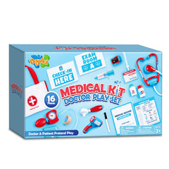 Play-Act 16-piece kit offers modern, functional medical toys for imaginative play.