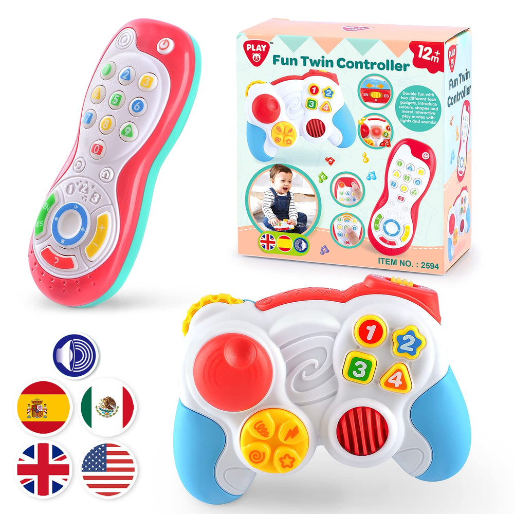 Play Baby Controller Toy front view highlighting bilingual learning features for infants.