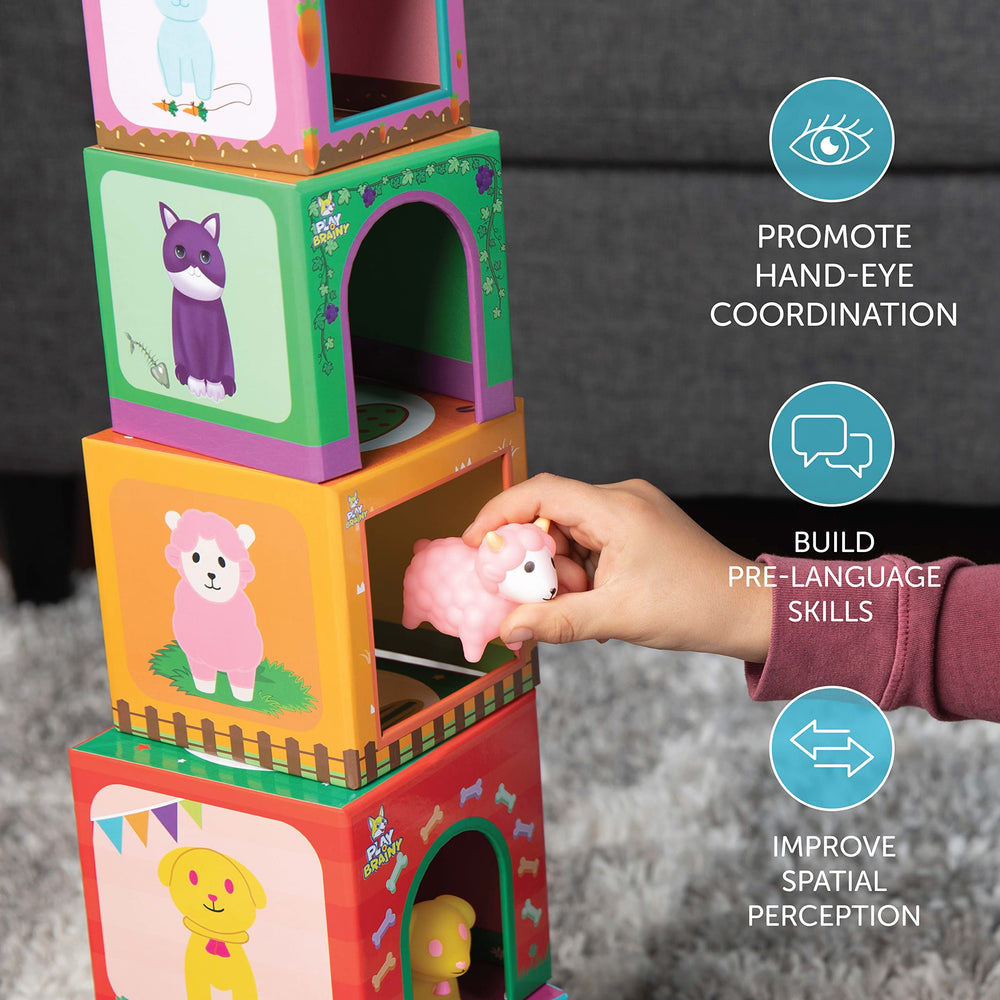 Play Brainy color-coded animal blocks encourage sensory exploration and recognition