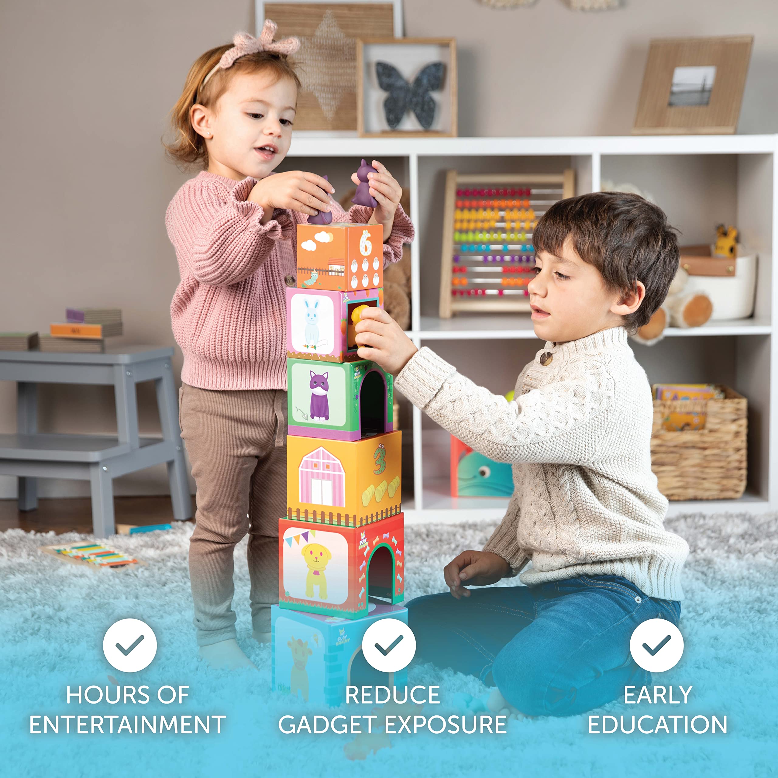 Play Brainy nesting boxes and animals promote cooperative play for preschoolers