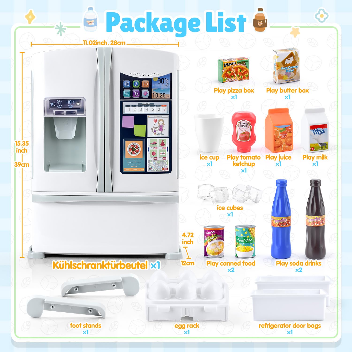 PLAY refrigerator fits in small play kitchens for flexible setups.