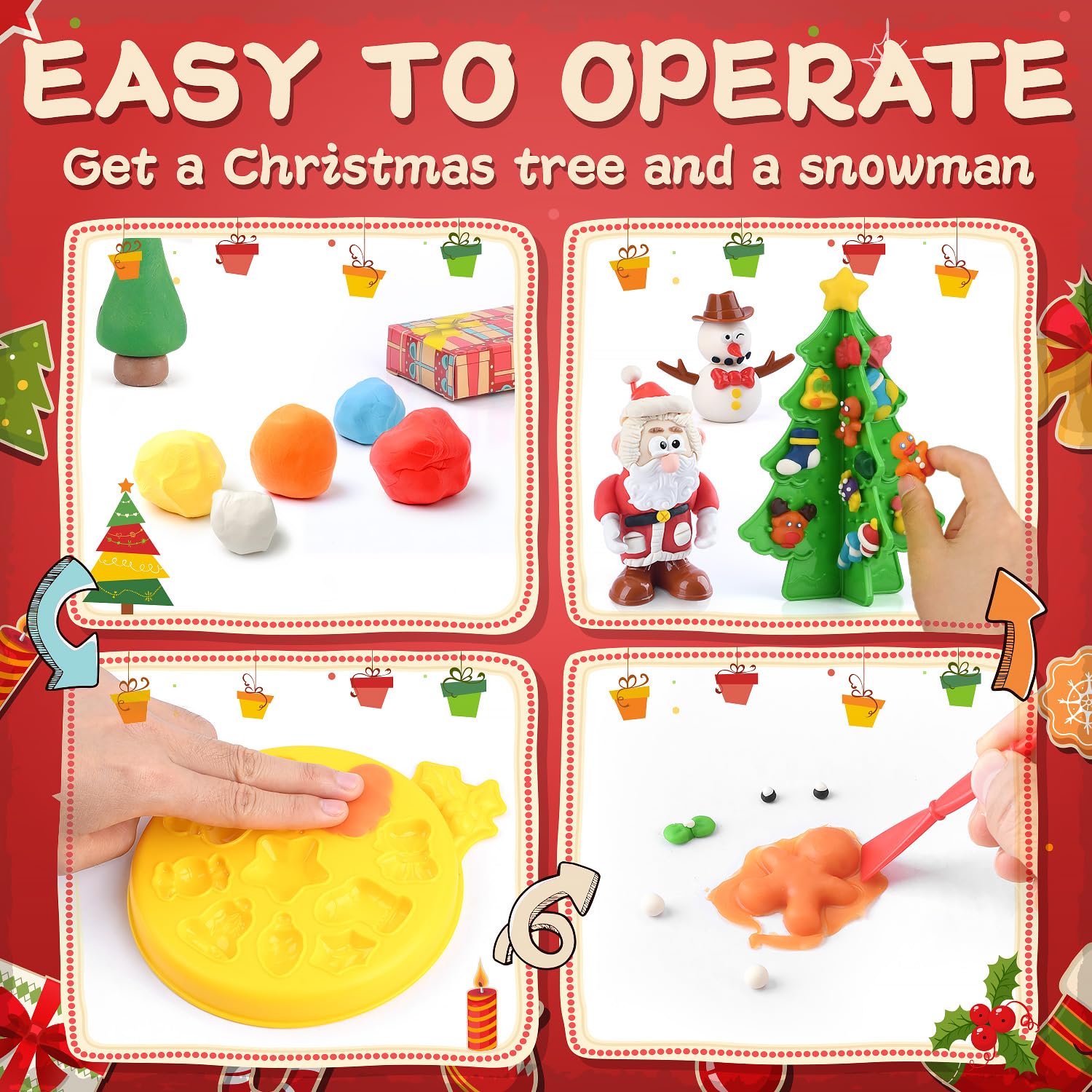 PLAY Christmas color dough set tree components: assembling ornaments for a sparkling tree.