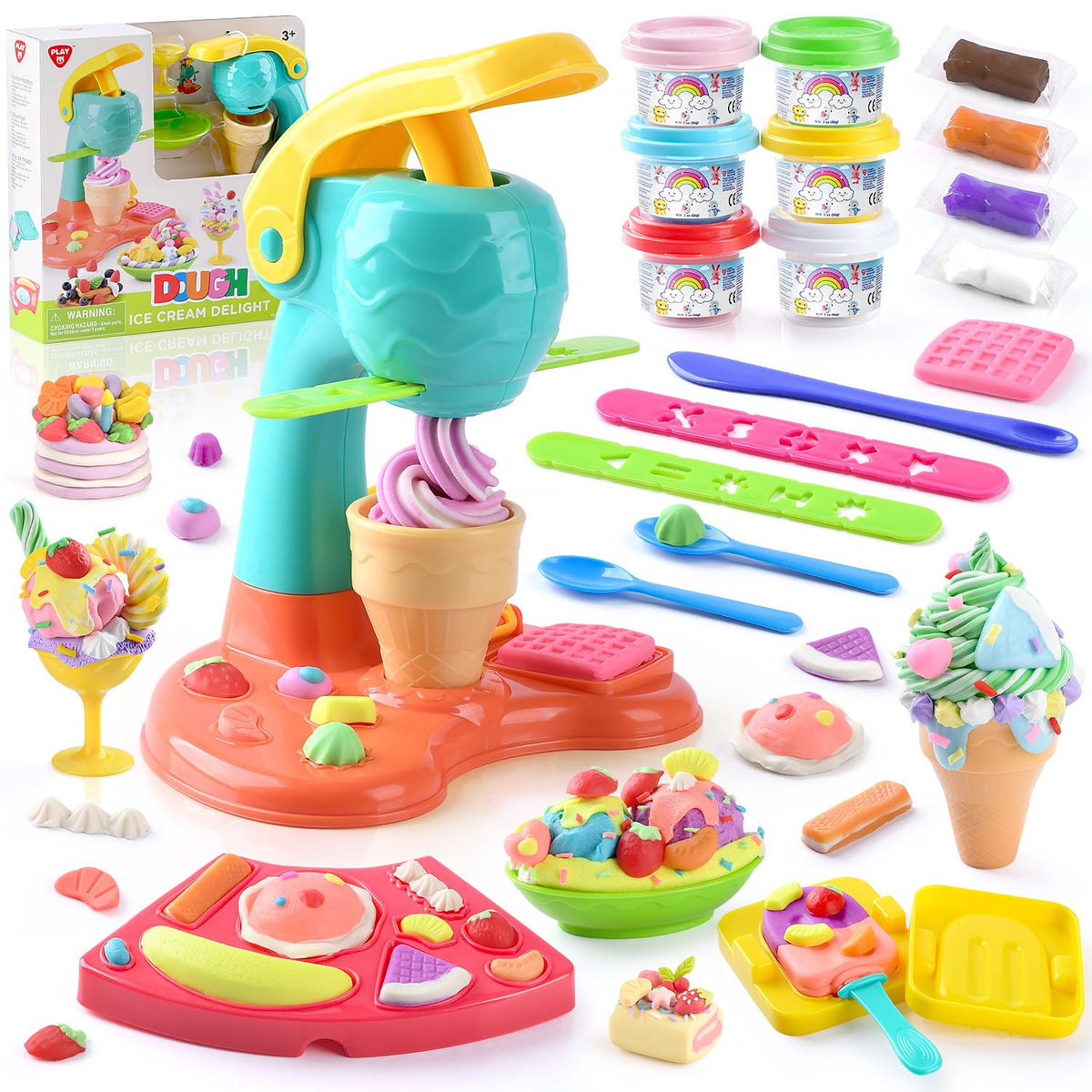 PLAY Clay Dough Set with ice cream maker sparks creative pretend desserts
