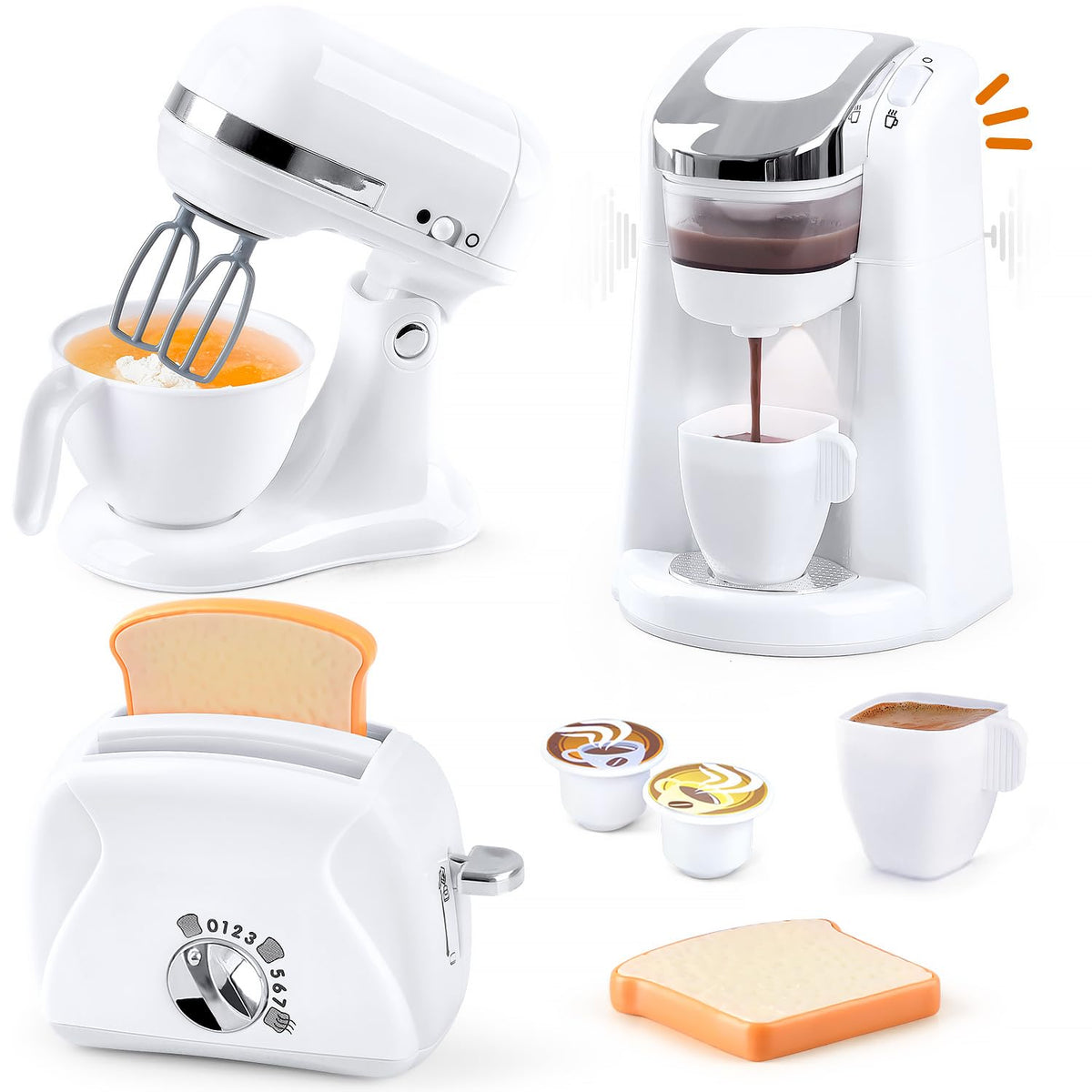 PLAY coffee maker with realistic lights for immersive pretend play