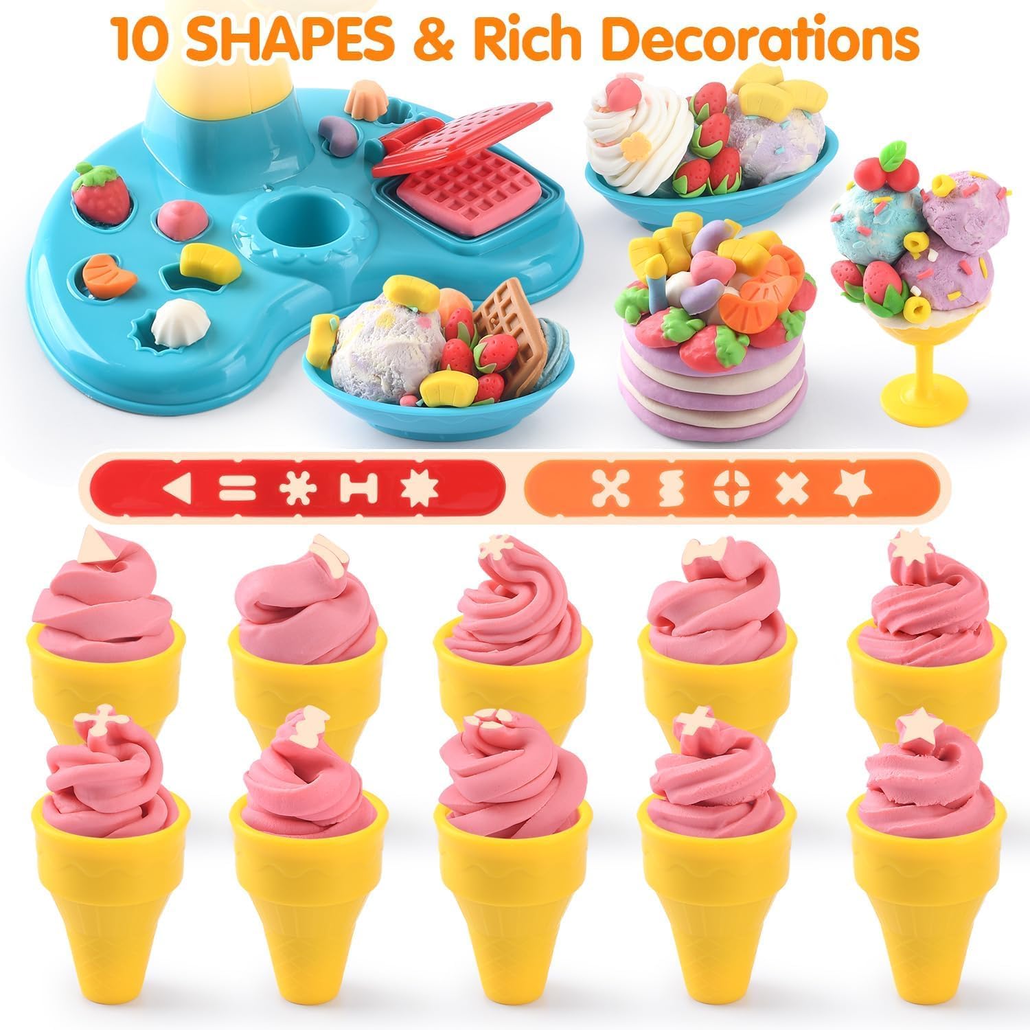 PLAY Color Dough cups and bowls for tidy pretend desserts