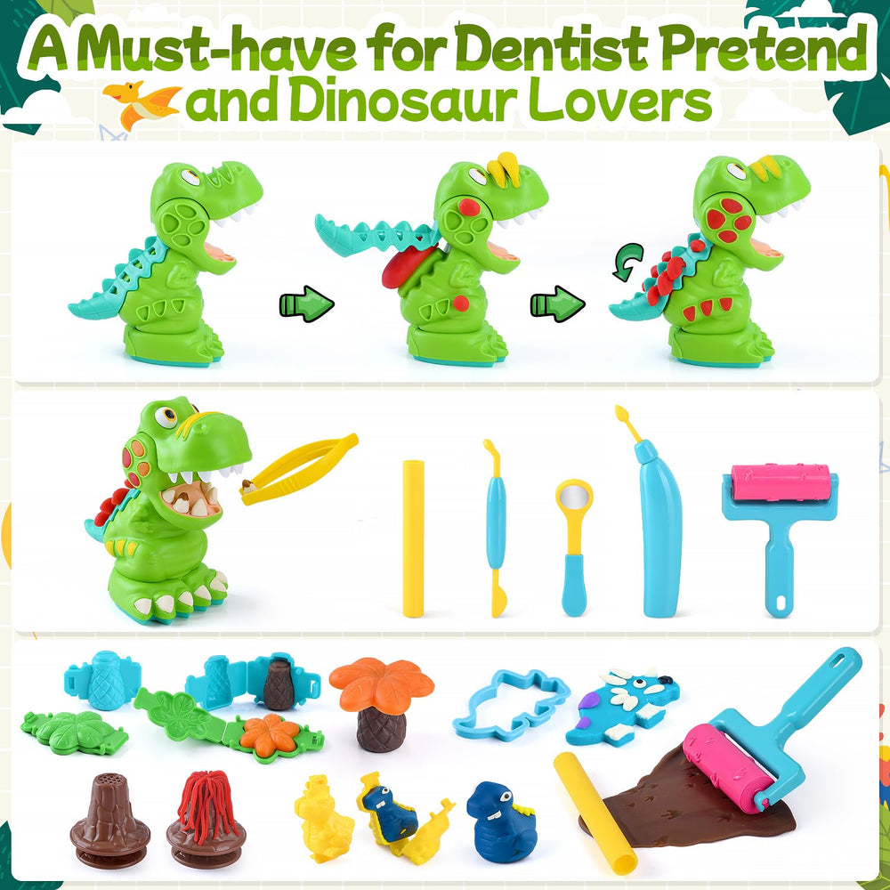 PLAY Dinosaur Clay Set 3D impressions for hands-on dinosaur crafts