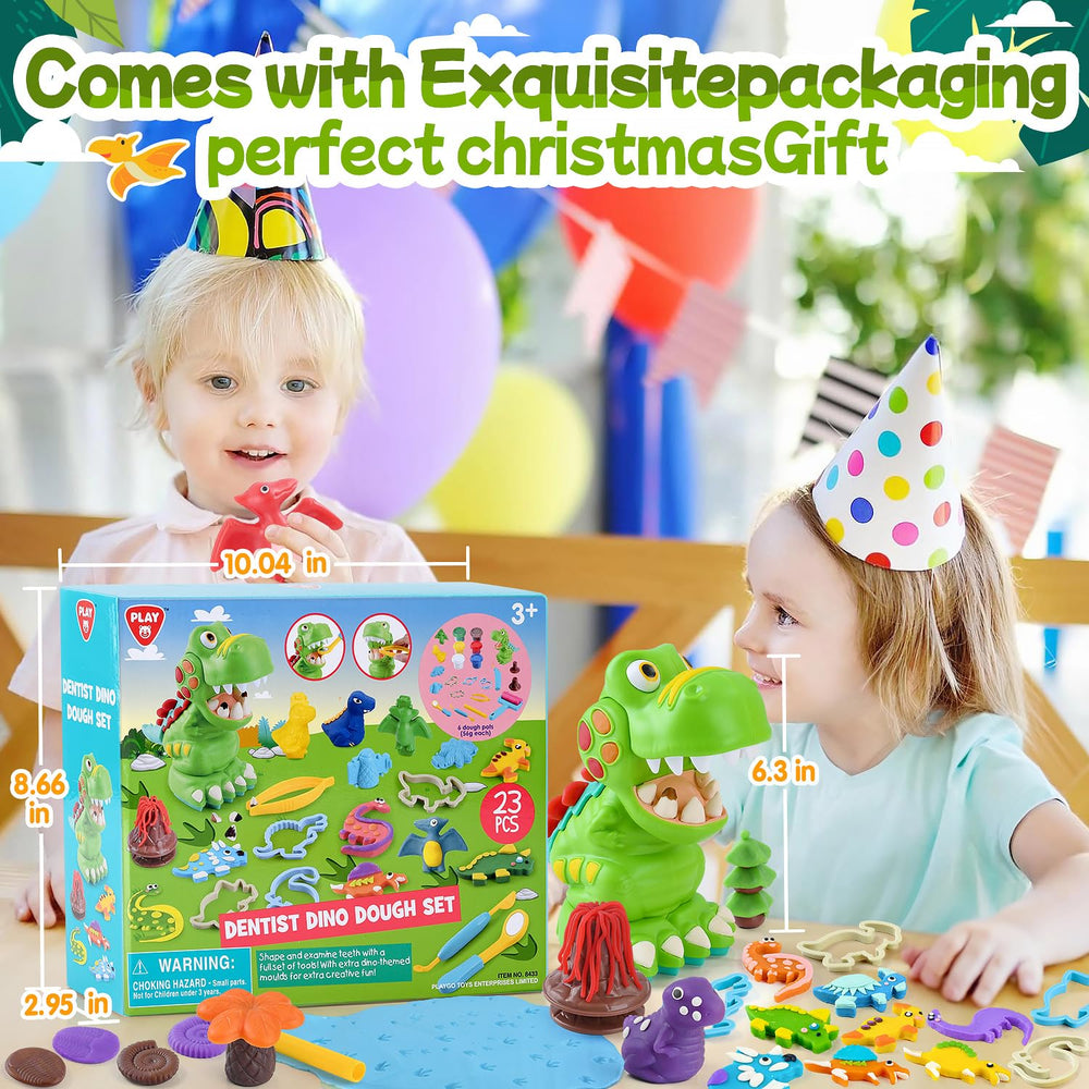 PLAY Dinosaur Clay Set kid-friendly packaging and in-box contents