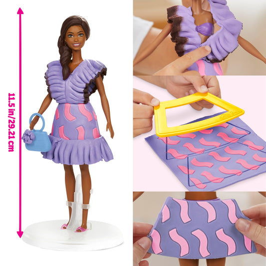 Play-Doh Barbie doll included for immediate fashion play and dress up.