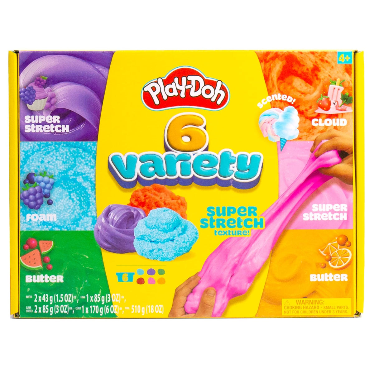 Play-Doh Cloud compound close-up, strawberry scent, dreamy sensory play.