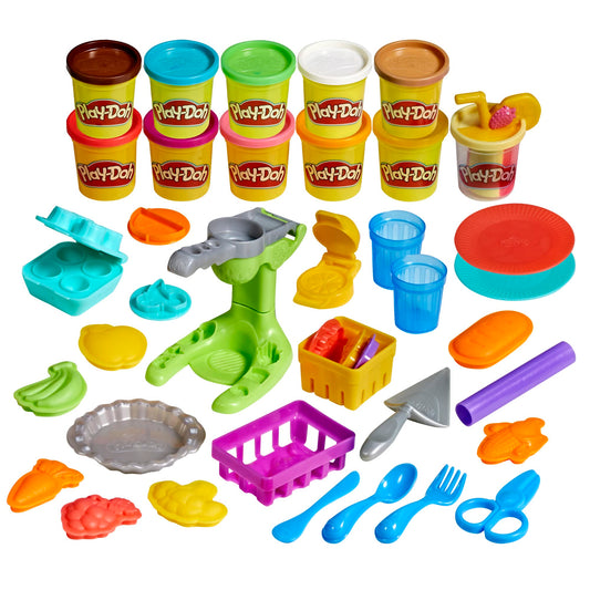 Play-Doh Farmers Market Kitchen Set enables imaginative pretend cooking for kids.