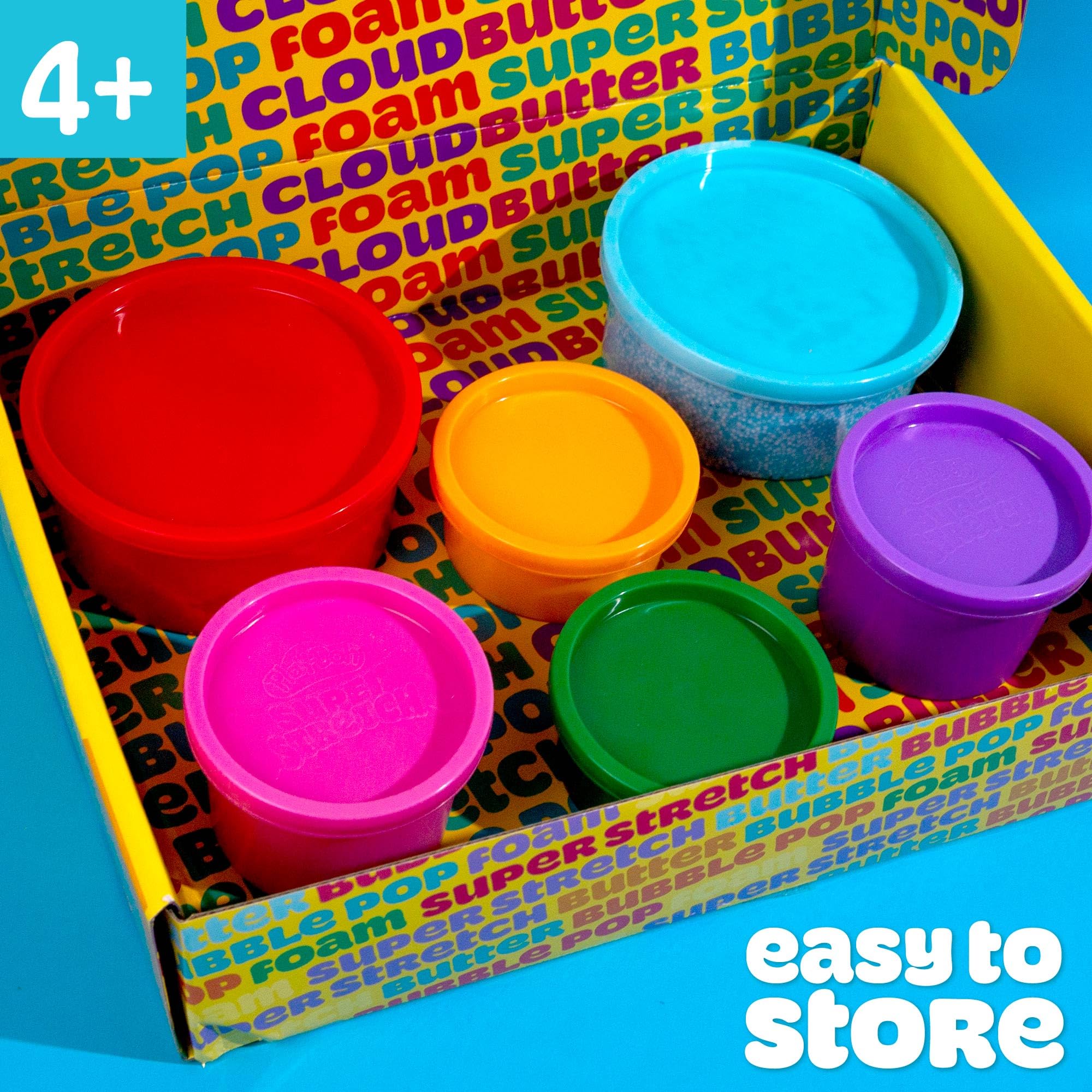 Play-Doh Foam blue raspberry close-up, crackly tactile feel.