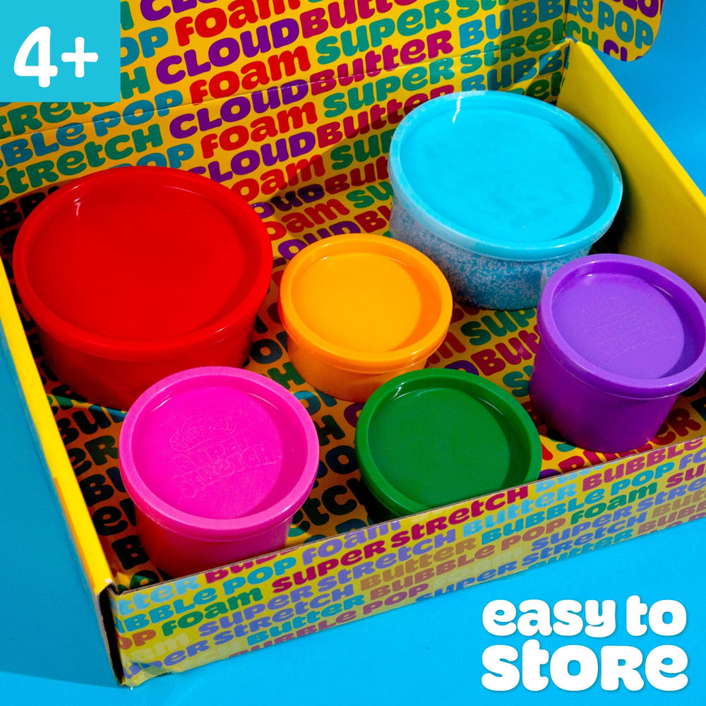 Play-Doh Foam blue raspberry close-up, crackly tactile feel.