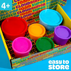 Play-Doh Foam blue raspberry close-up, crackly tactile feel.