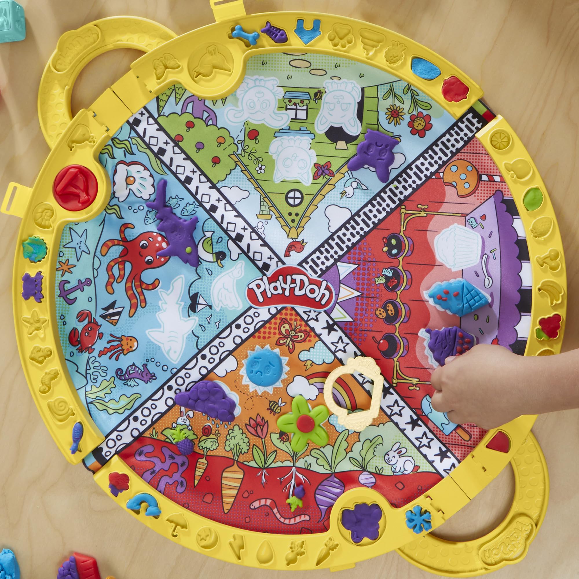 Play-Doh Fold & Go Playmat opened to reveal portable play area