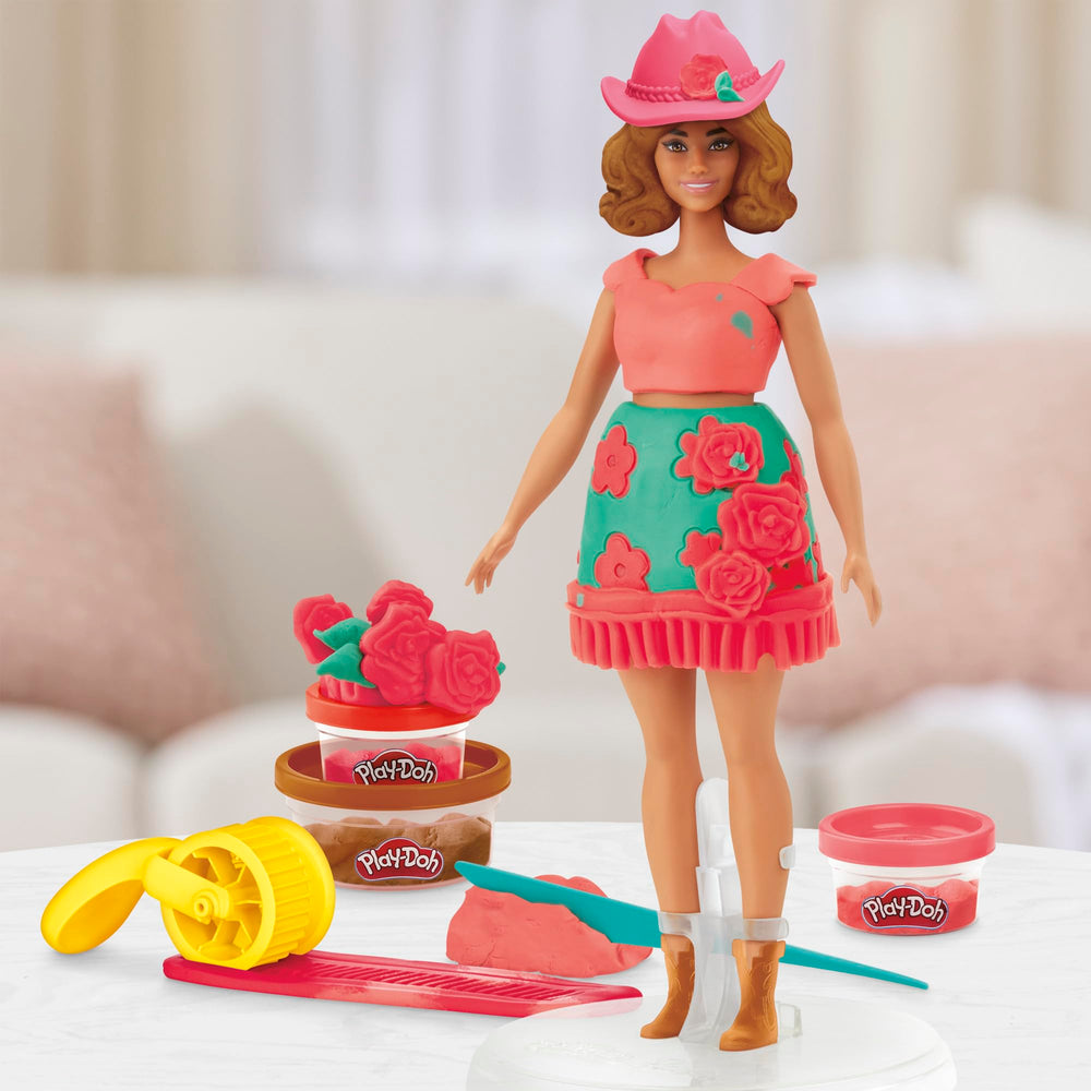 Play-Doh hair-mold creating wavy hairstyles for Barbie
