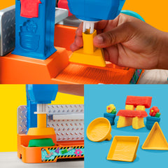 Play-Doh Stamp & Saw Tool Bench offers three stampers for circles, squares, triangles