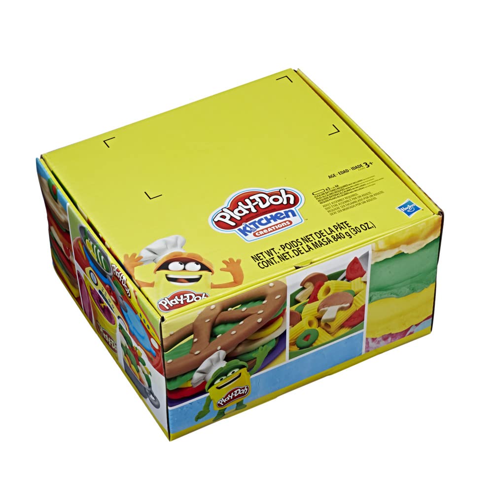 Play-Doh Kitchen Creations Super Chef Suite tools laid out for pretend cooking