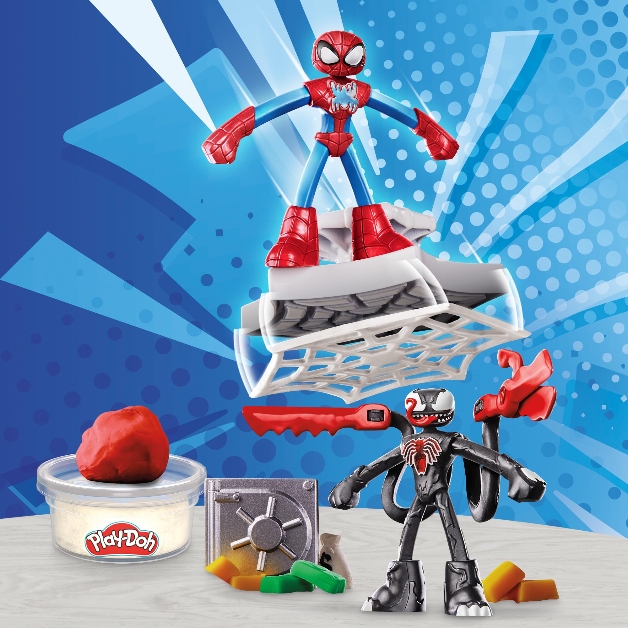 Play-Doh Marvel Spider-Man bendy figure posed for action-packed pretend play.