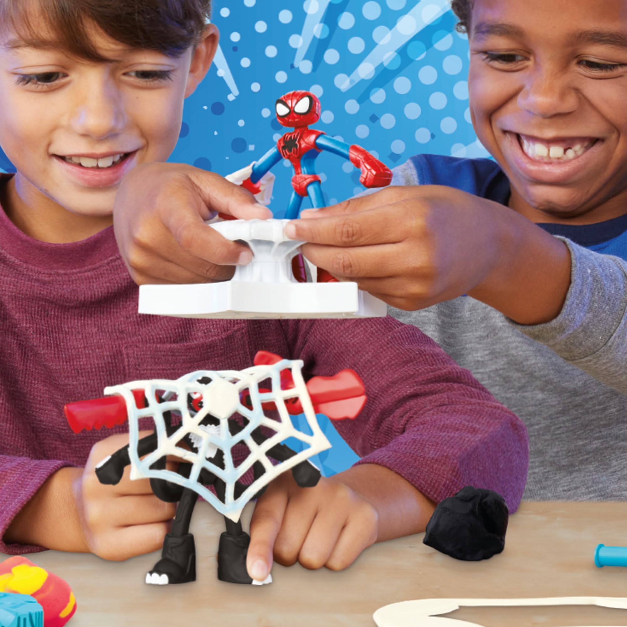 Play-Doh Venom bendy figure with accessories for dynamic battles.