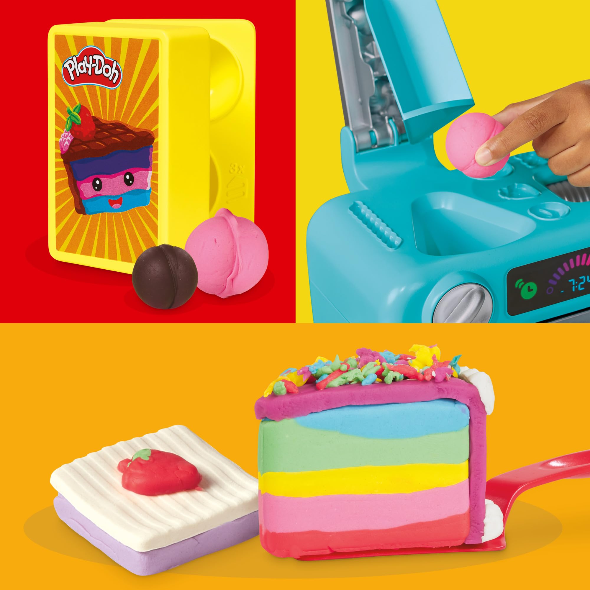 Play-Doh color cans provide vibrant color variety for mix-and-match cake designs.