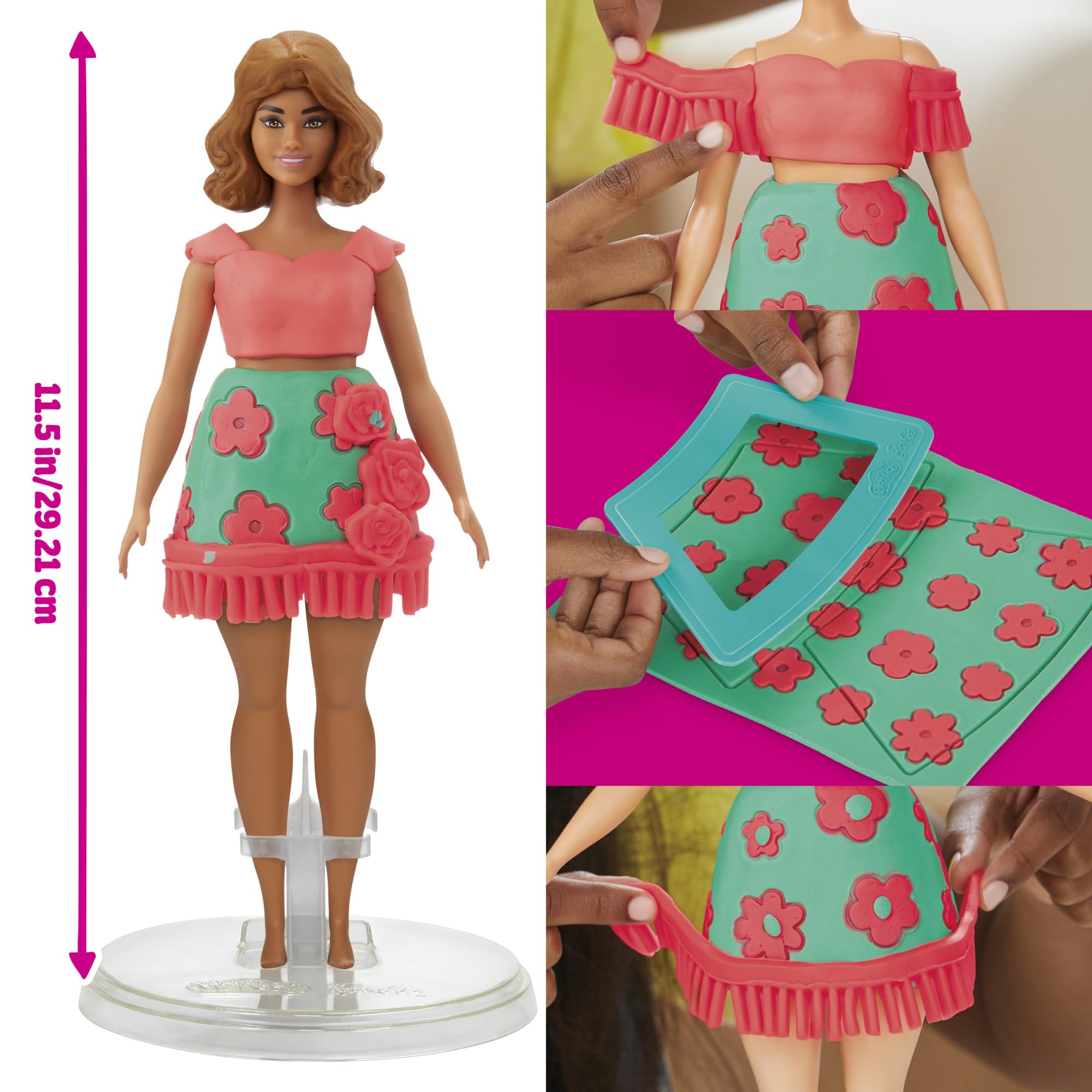 Play-Doh pattern sheet showing pretend fabrics for doll outfits