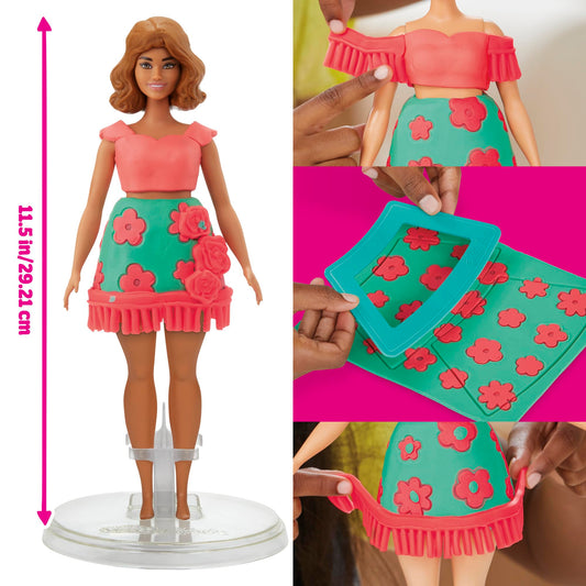 Play-Doh pattern sheet showing pretend fabrics for doll outfits