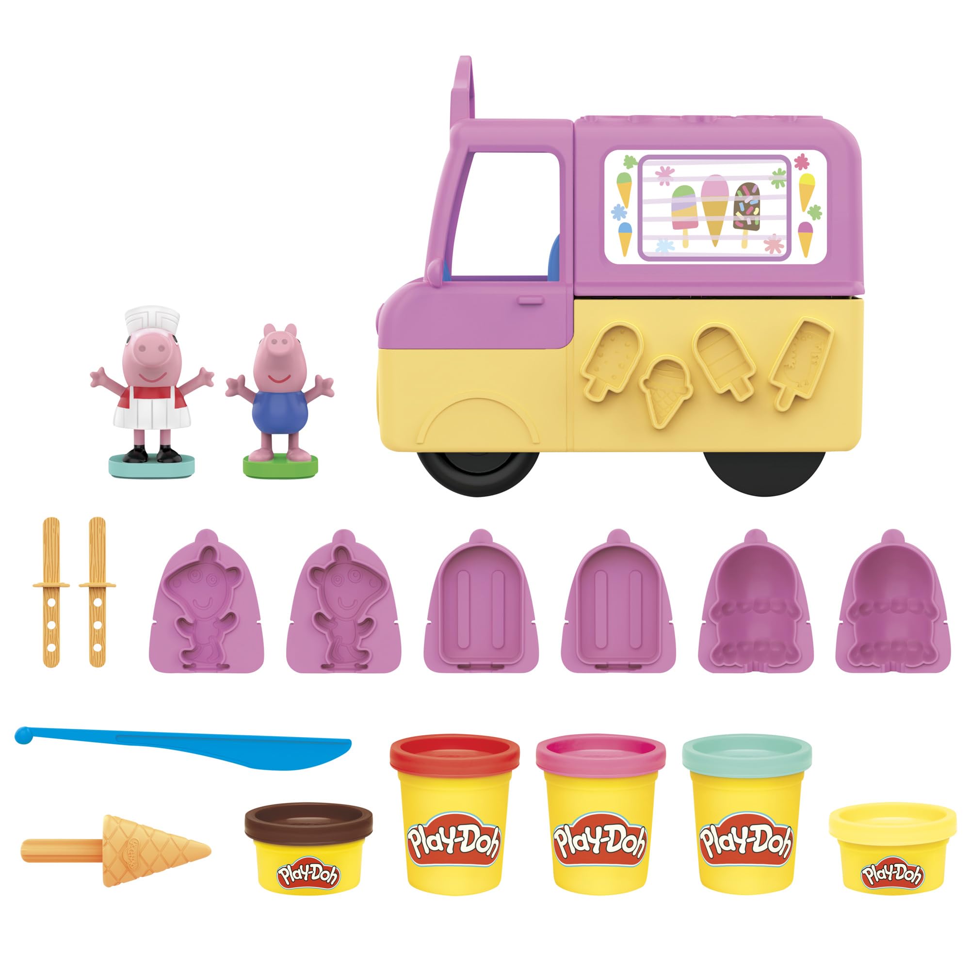 Play-Doh Peppa ice cream truck front seats scene for imaginative storytelling