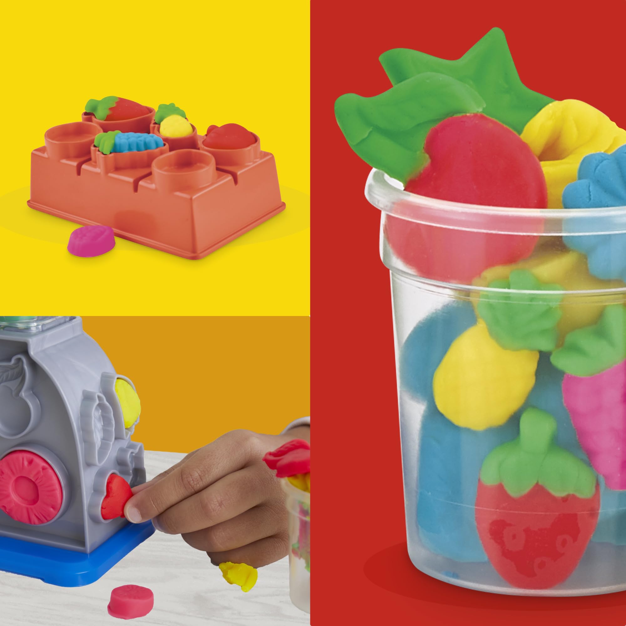 Child using Play‑Doh plunger in blender demonstrating fine motor skill practice