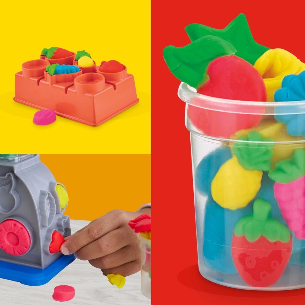 Child using Play‑Doh plunger in blender demonstrating fine motor skill practice