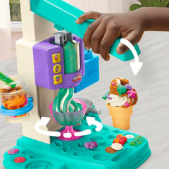 Play-Doh Rainbow Swirl Ice Cream Playset cup spinner showcases colorful swirls