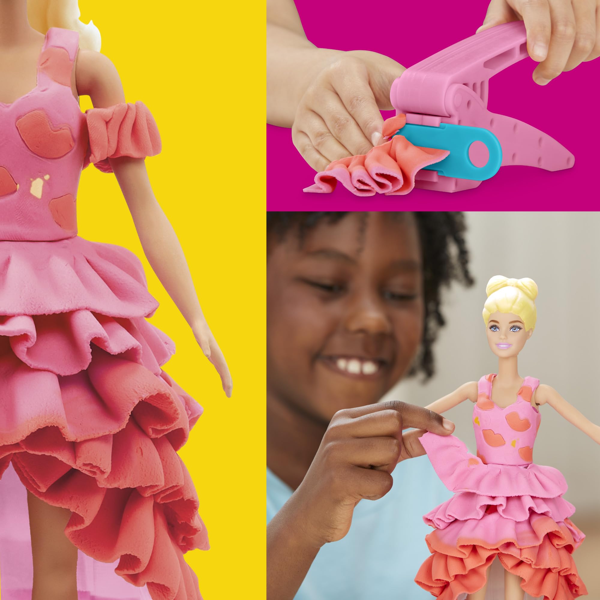 Play-Doh ruffle maker adds texture for chic doll garments.