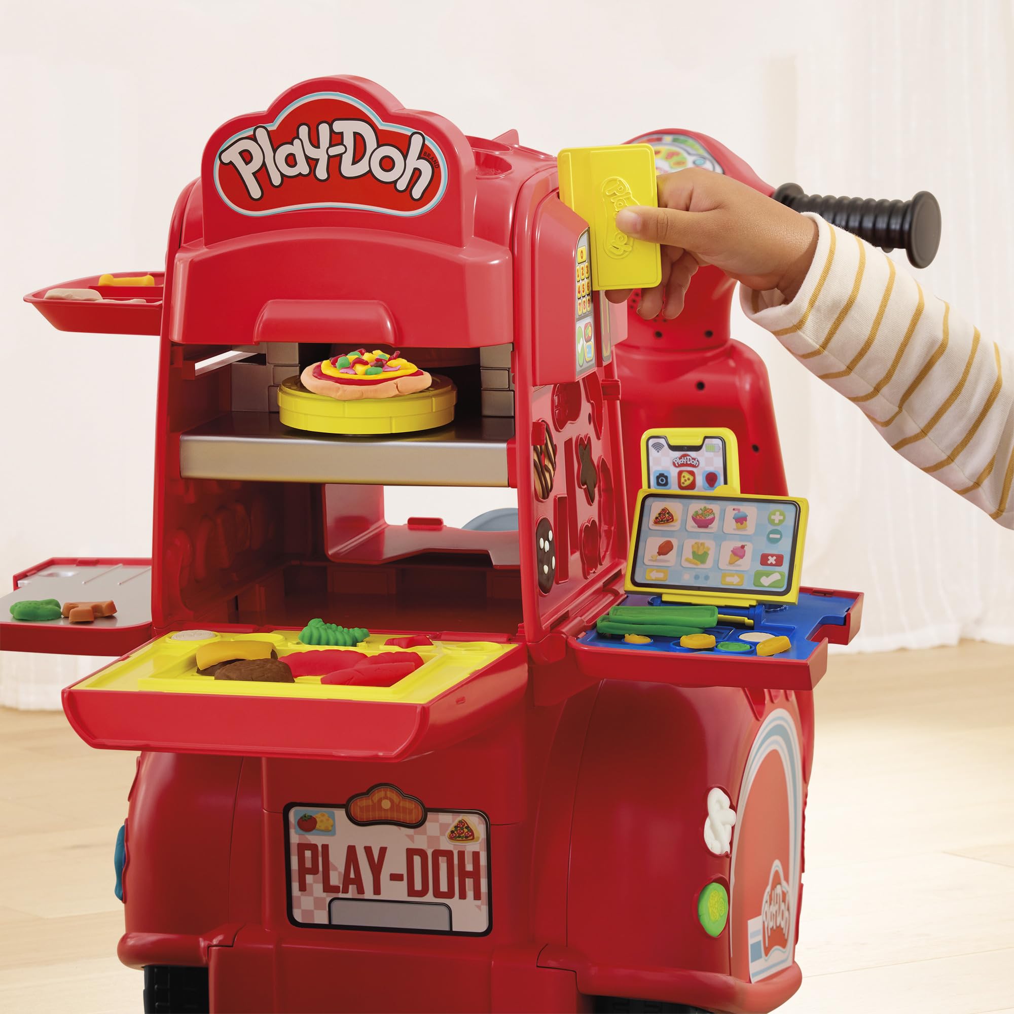 Under-seat storage on Play-Doh Pizza Delivery Scooter for accessories