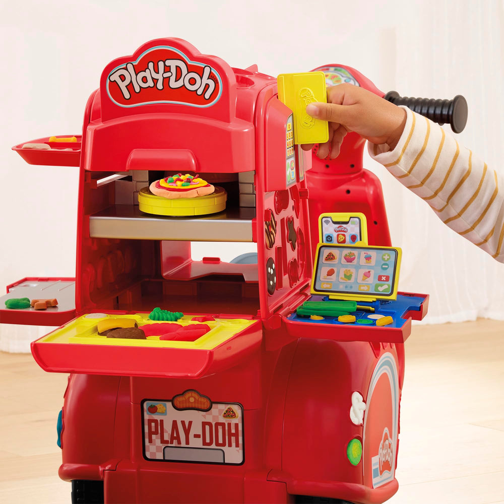 Under-seat storage on Play-Doh Pizza Delivery Scooter for accessories