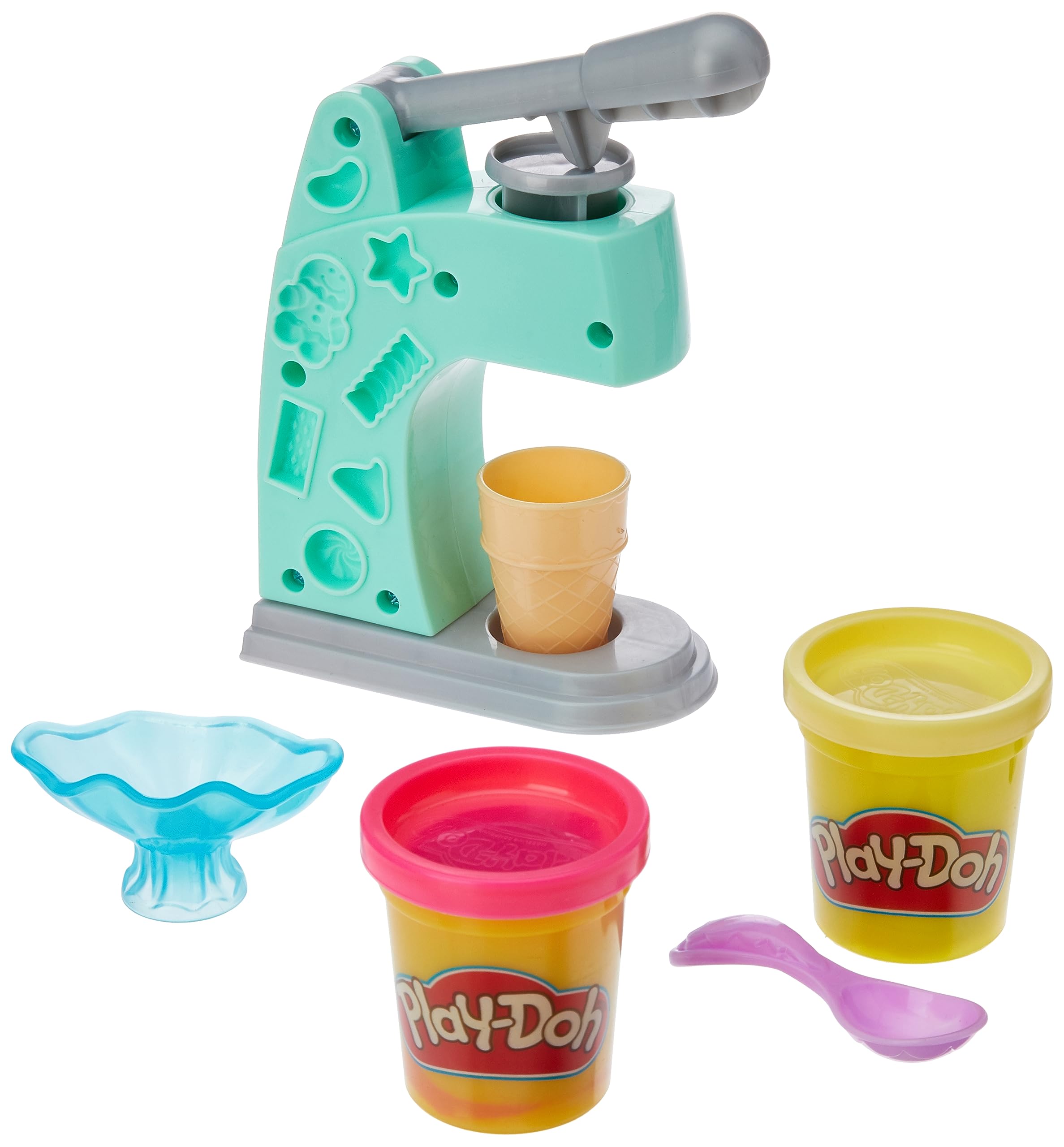 Play-Doh spoon and accessories complete pretend treats.