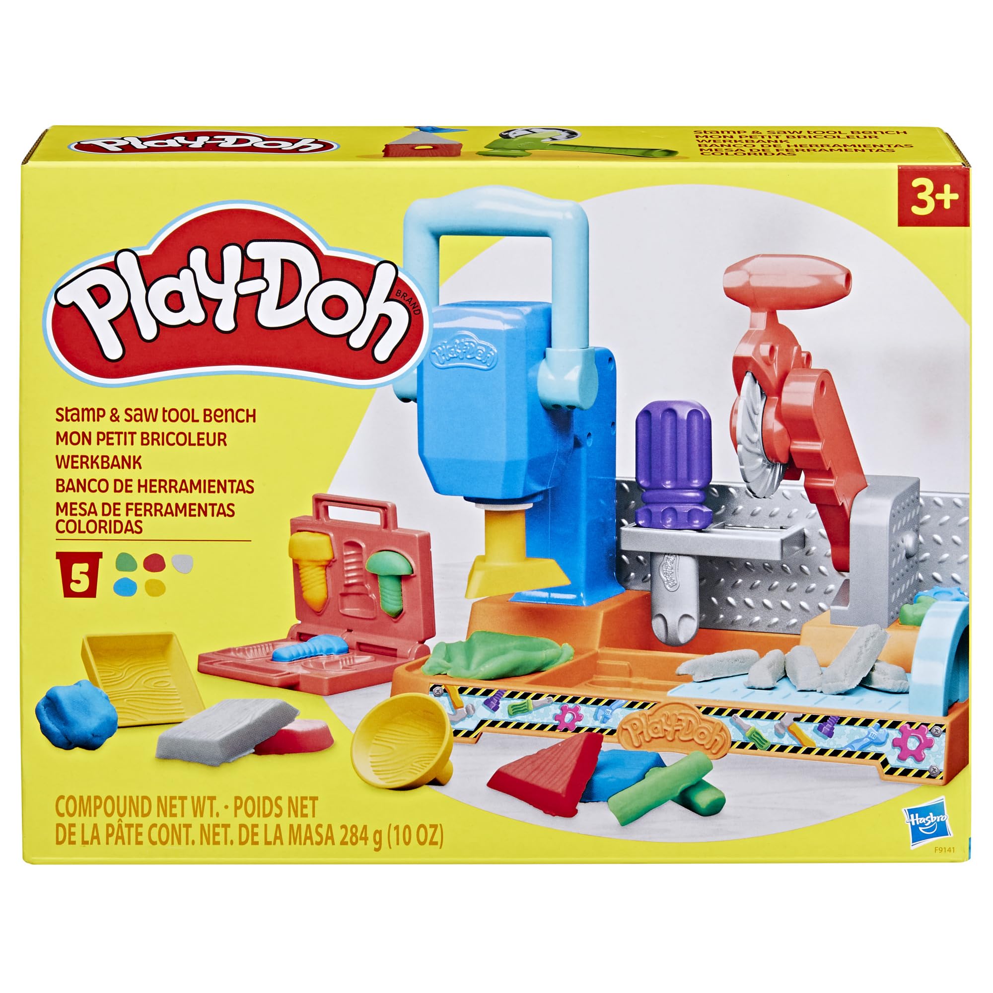Play-Doh Stamp & Saw Tool Bench stamping station with interchangeable stampers for shapes